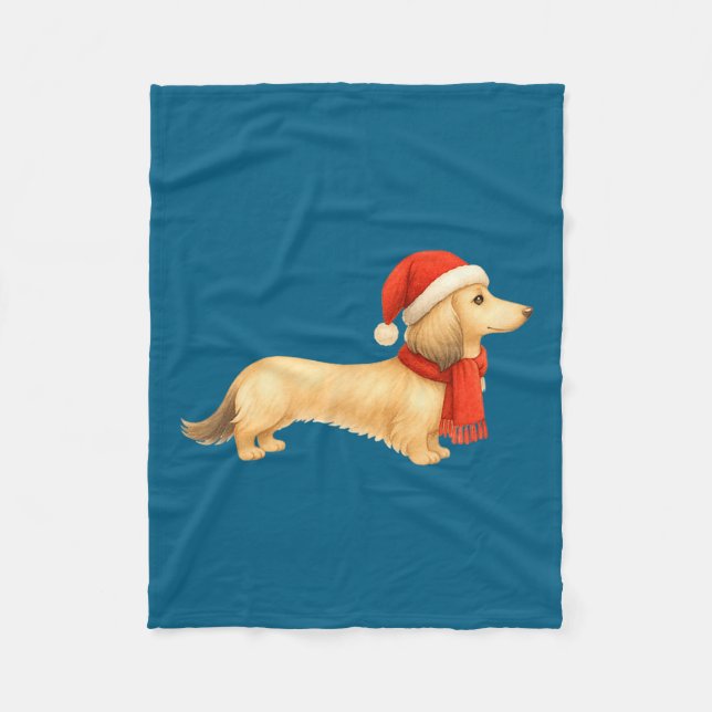Shaded Cream Christmas Dachshund Dog Mom Funny Cut Fleecedecke (Vorderseite)