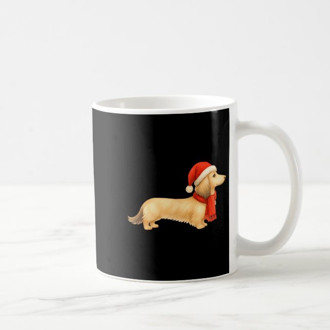 Shaded Cream Christmas Dachshund Dog Mom Funny Cut Kaffeetasse (Rechts)