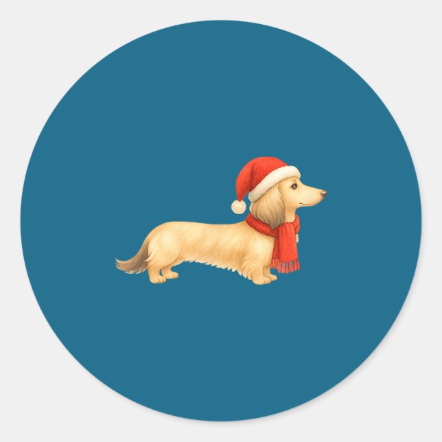 Shaded Cream Christmas Dachshund Dog Mom Funny Cut Runder Aufkleber (Vorderseite)