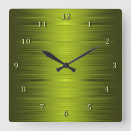 Shaded Olive Moss Green Square Wall Clock Quadratische Wanduhr
