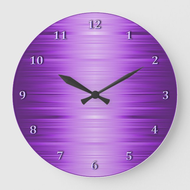 Shaded Purple Violet Lavender Wall Clock Große Wanduhr (Vorderseite)