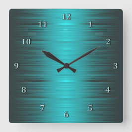 Shaded Turquoise Aqua Square Wall Clock Quadratische Wanduhr