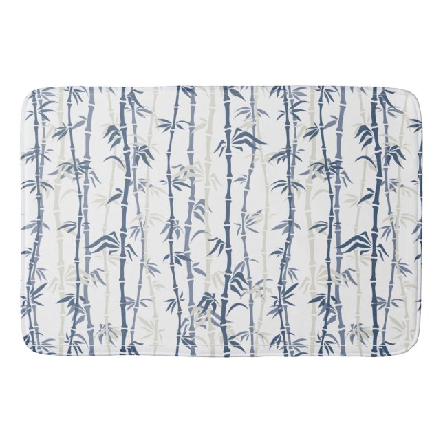 Shades Blue Bamboo Pattern Bathmat Badematte (Vorderseite)