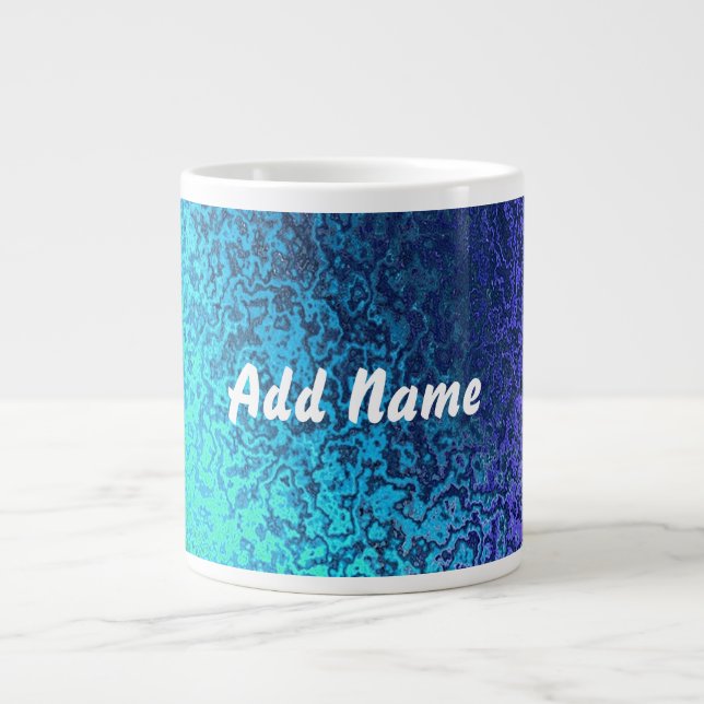 Shades of Blue Abstrakt Add Name Jumbo-Tasse (Vorderseite)