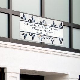 Shades of Blue Blätter with Gold, Wedding Banner