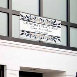 Shades of Blue Blätter with Gold, Wedding Banner