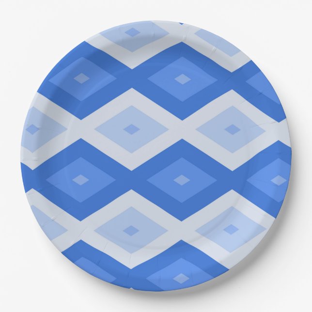 Shades of blue diamond pattern pappteller (Vorderseite)