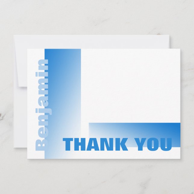 Shades of Blue Flat Card Vielen Dank Hinweis Mitteilungskarte (Vorderseite)