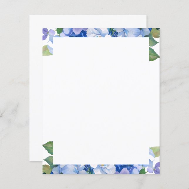 Shades of Blue Florals Letterhead (Vorne/Hinten)