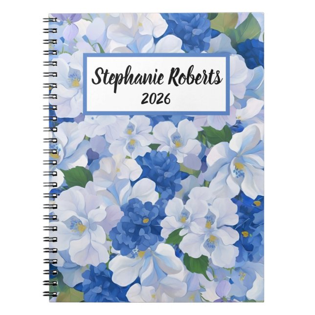 Shades of Blue Florals Notebook Notizblock (Vorderseite)