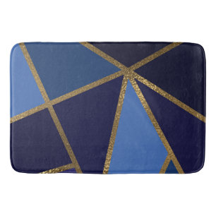 Shades of Blue & Gold Bronze Geometric Chic Bath Badematte
