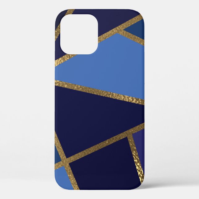 Shades of Blue & Gold Bronze Geometric Chic Case-Mate iPhone Hülle (Rückseite)