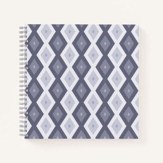Shades of blue grey diamond pattern notizbuch (Vorderseite)
