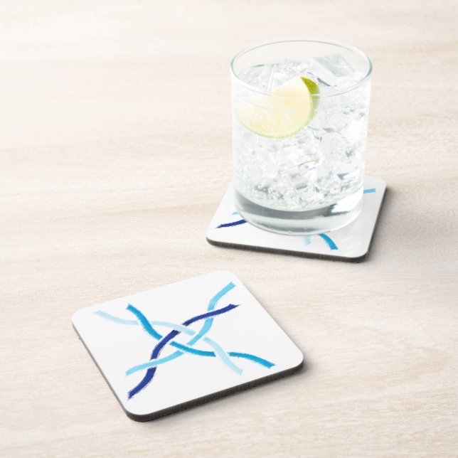 Shades of Blue Half Woven Celtic Knot Untersetzer (Rechte Seite)