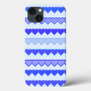 Shades of Blue Heart Rows iPhone 13 Hülle