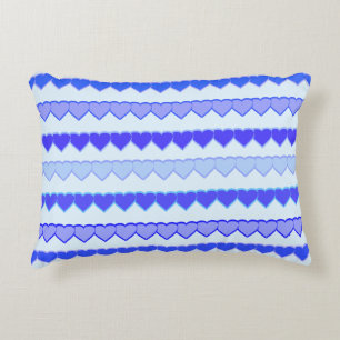 Shades of Blue Heart Rows Zierkissen