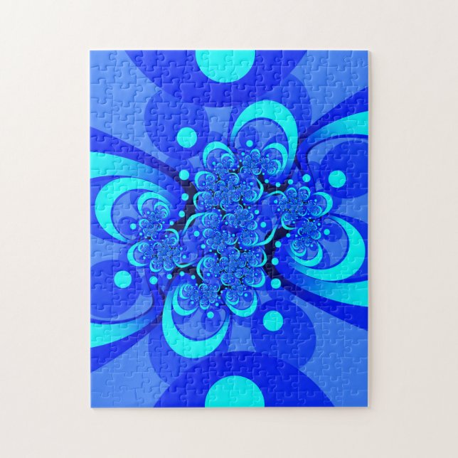 Shades of Blue Modern Abstrakt Fraktal Art (Vertikal)