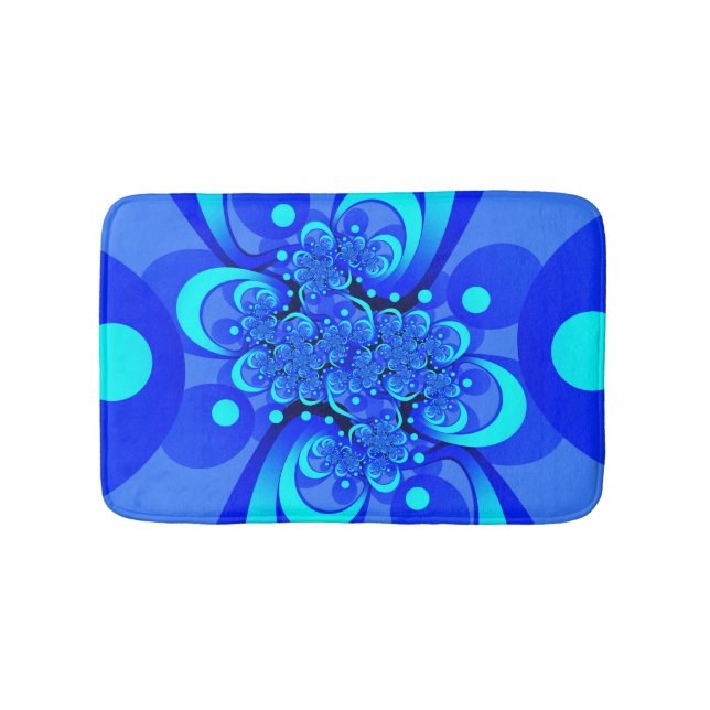 Shades of Blue Modern Abstrakt Fraktal Art Badematte (Vorderseite)
