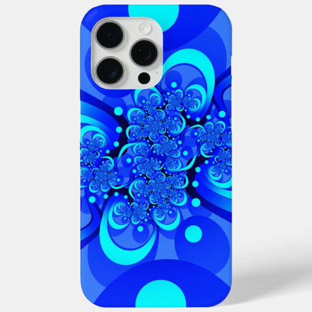 Shades of Blue Modern Abstrakt Fraktal Art Case-Mate iPhone Hülle (Rückseite)