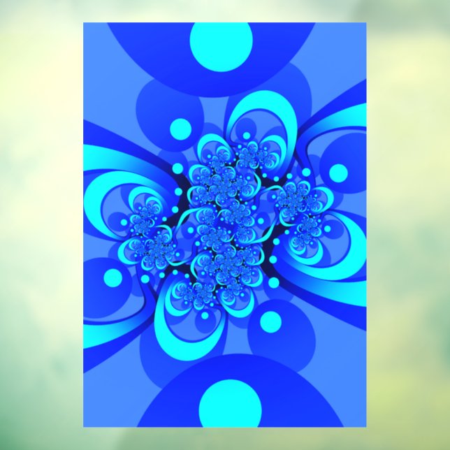 Shades of Blue Modern Abstrakt Fraktal Art Fensteraufkleber (Blatt 3)