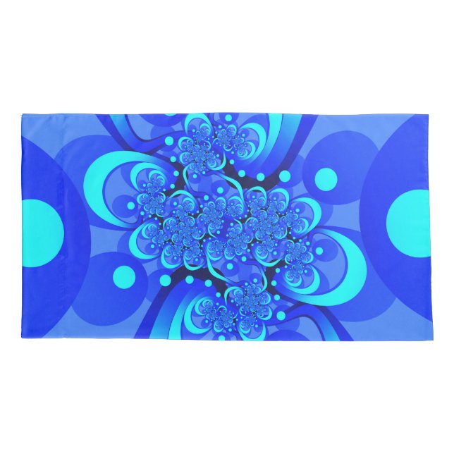 Shades of Blue Modern Abstrakt Fraktal Art Kissenbezug (Rückseite)
