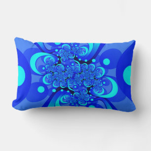 Shades of Blue Modern Abstrakt Fraktal Art Lendenkissen