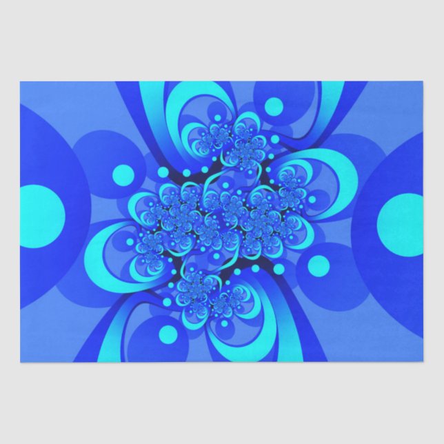 Shades of Blue Modern Abstrakt Fraktal Art Seidenpapier (Vorderseite)