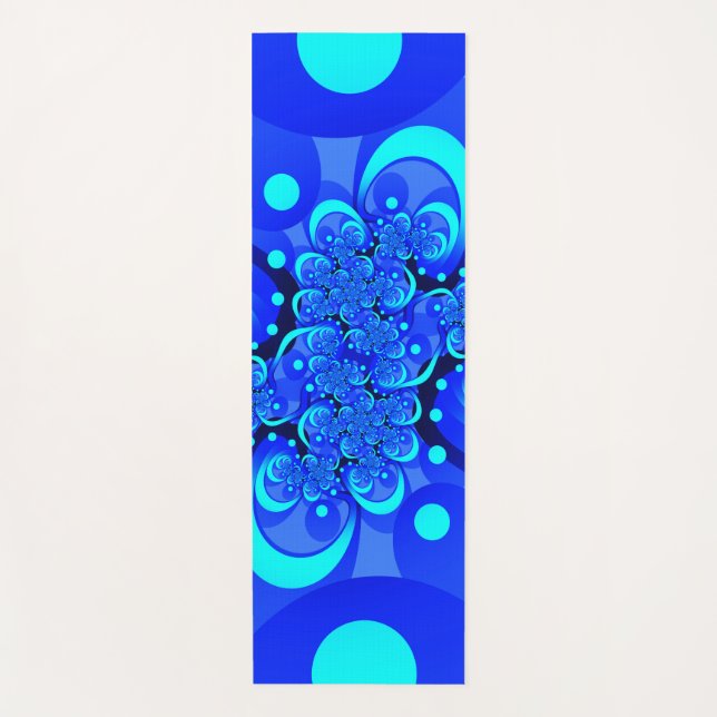 Shades of Blue Modern Abstrakt Fraktal Art Yogamatte (Vorderseite)