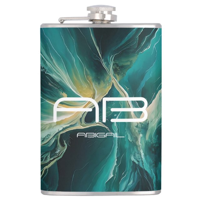 Shades of Blue: Ocean Dreams Personalizable Flachmann (Vorderseite)