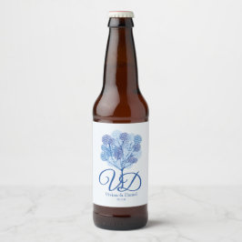 Shades of Blue of Elegant Tree Design Bierflaschenetikett