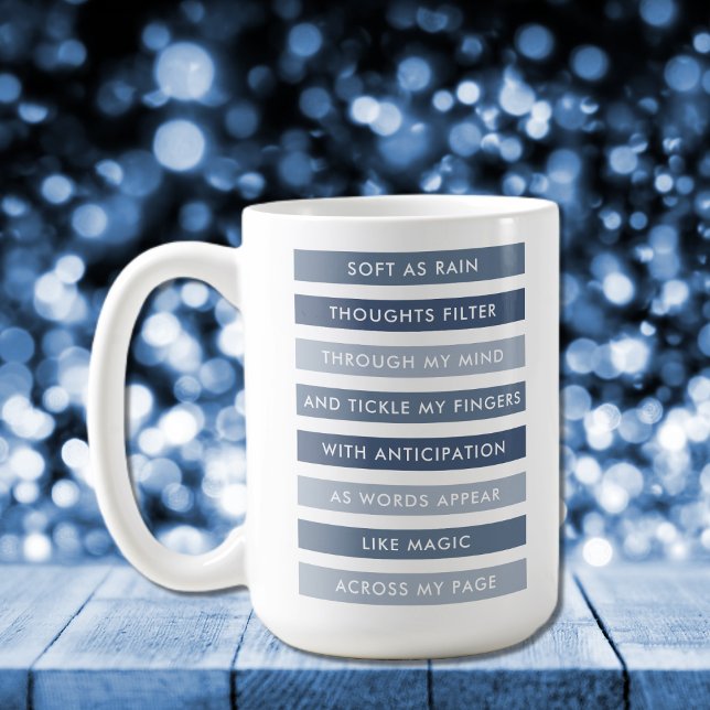 Shades of Blue Poem for Writers Personalisiert Kaffeetasse (Shades of Blue Motivational Poem for Writers Personalized Coffee Mug)