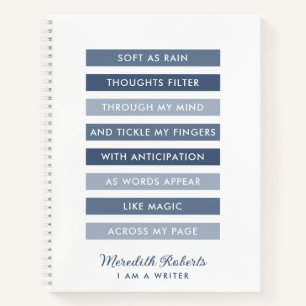 Shades of Blue Poem for Writers Personalisiert Notizbuch