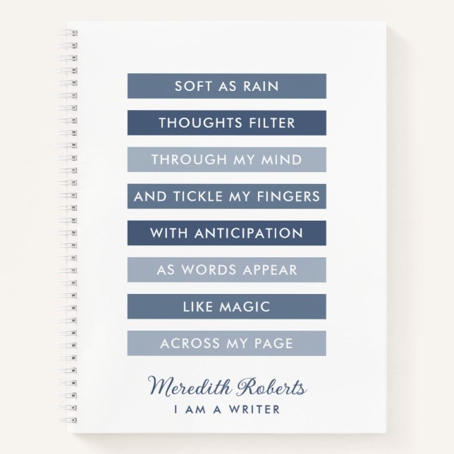Shades of Blue Poem for Writers Personalisiert Notizbuch (Vorderseite)