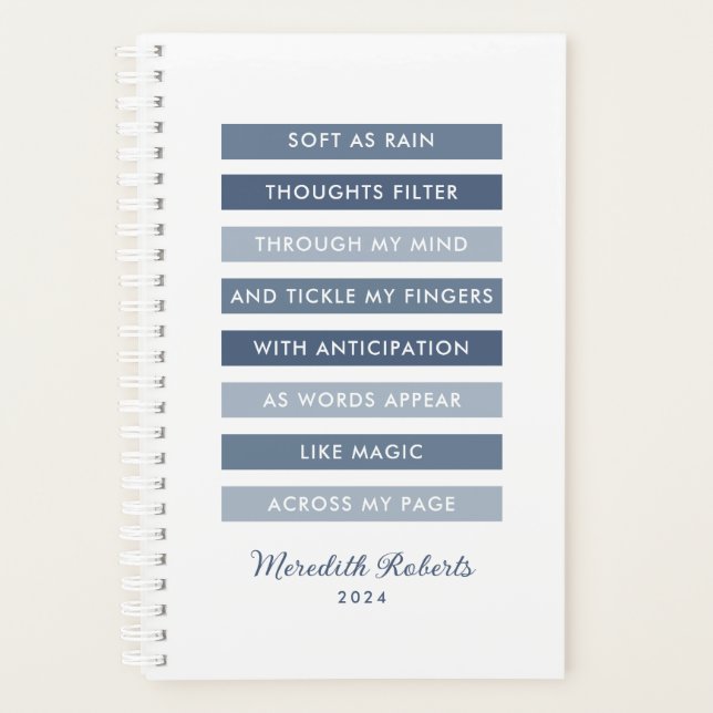 Shades of Blue Poem for Writers Personalisiert Planer (Vorderseite)