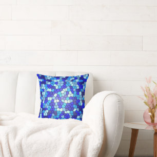 Shades of Blue Stached Glass von Shirley Taylor Kissen