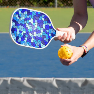 Shades of Blue Stached Glass von Shirley Taylor Pickleball Schläger