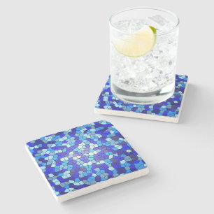Shades of Blue Stached Glass von Shirley Taylor Steinuntersetzer