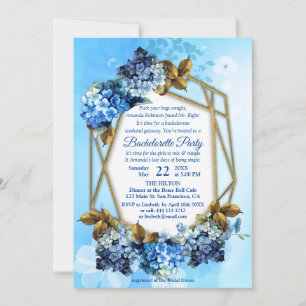 Shades of Blue Watercolor Hydrangeas Bachelorette Einladung