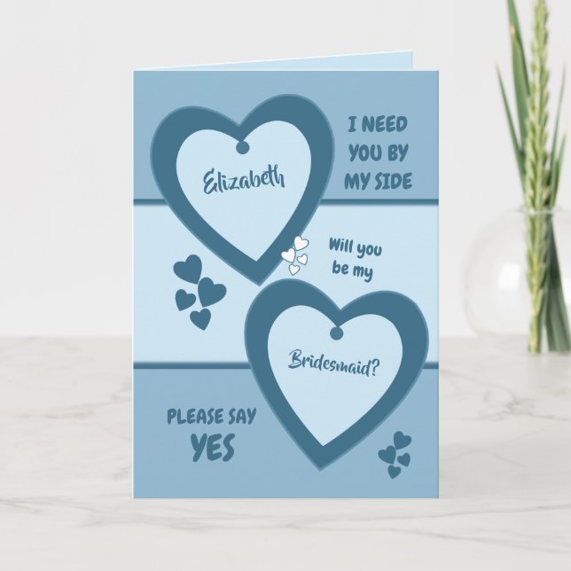 Shades of Blue Wedding Bridesmaid Einladung (Vorderseite)