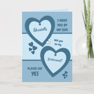 Shades of Blue Wedding Bridesmaid Einladung