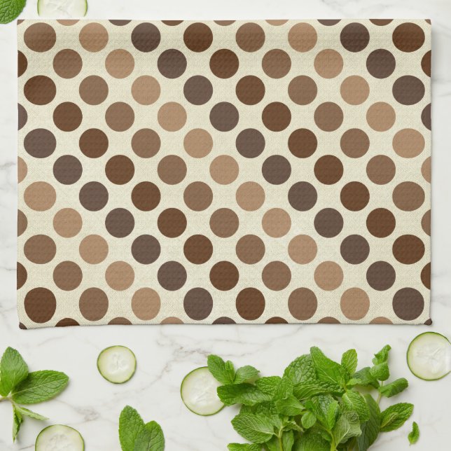Shades of Brown Polka Dots by Shirley Taylor Geschirrtuch (Gefaltet)