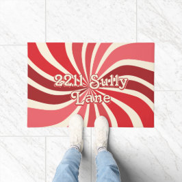 Shades of Cherry Red Address 70s Retro Sunburst Fußmatte