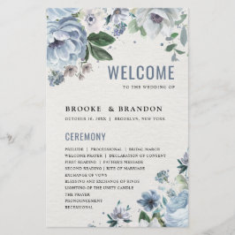 Shades of Gray Dusty Blue Winter Wedding Program