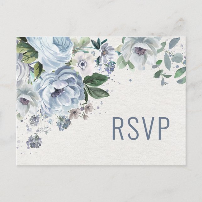 Shades of Gray Dusty Blue Winter Wedding UAWG Postkarte (Vorderseite)
