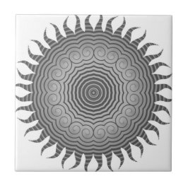 Shades of Gray Sun Mandala Keramik Tile Fliese