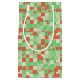Shades of Green and Orange Squared Camouflage Kleine Geschenktüte