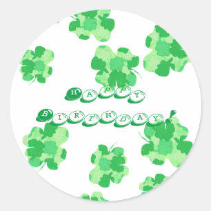 Shades of Green Happy Birthday Kleeblatt Stickers