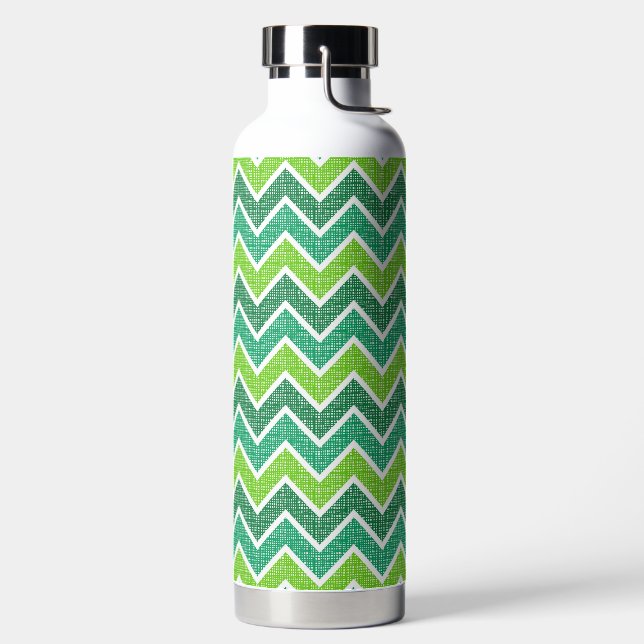 SHADES OF GREEN LINEN LOOK ZIG ZAG PATTERN TRINKFLASCHE (links)