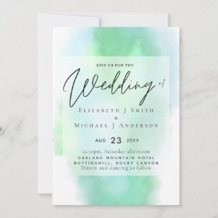 Shades of Green Modern Budget Wedding Einladung