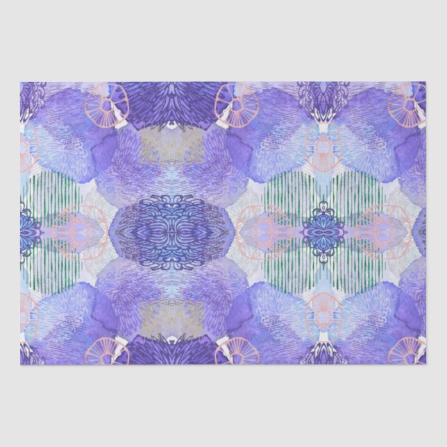 Shades of Lavender und Green Abstrakt Blume Seidenpapier (Vorderseite)